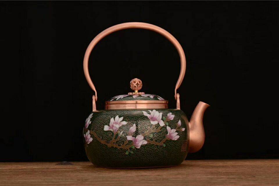 霍铁辉大师作品 玉堂富贵珐琅壶景泰蓝壶工艺品_精品_工艺美术_价值