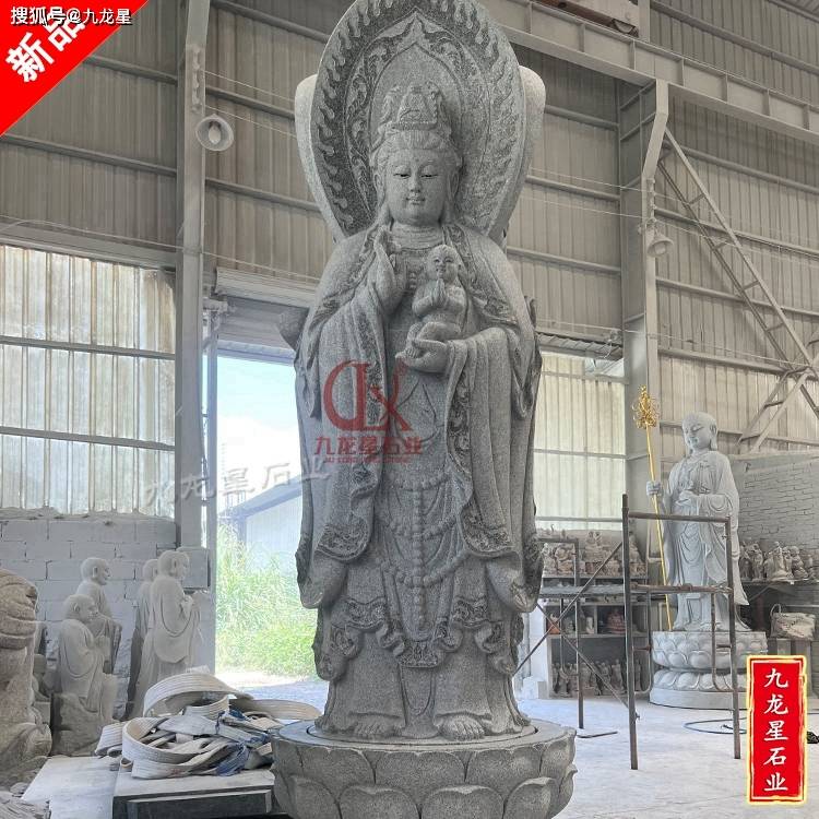 石雕三面观音像雕刻寓意三面观音石像图片欣赏_搜狐网