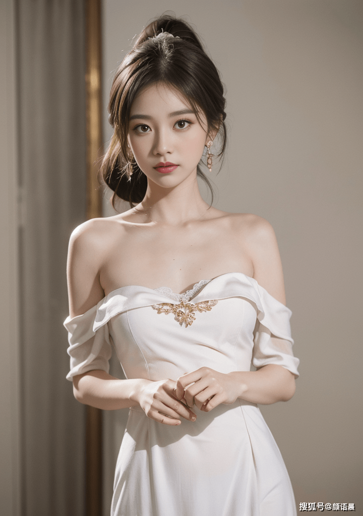 肤白如雪的质感网红女神,为你带来白色露肩连衣裙之时尚魅力_耳环