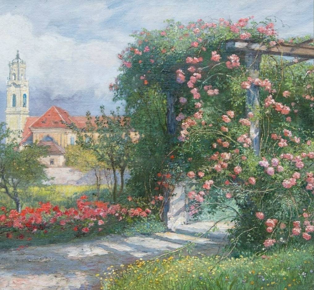 花海——油画风景_海花_水流_风情