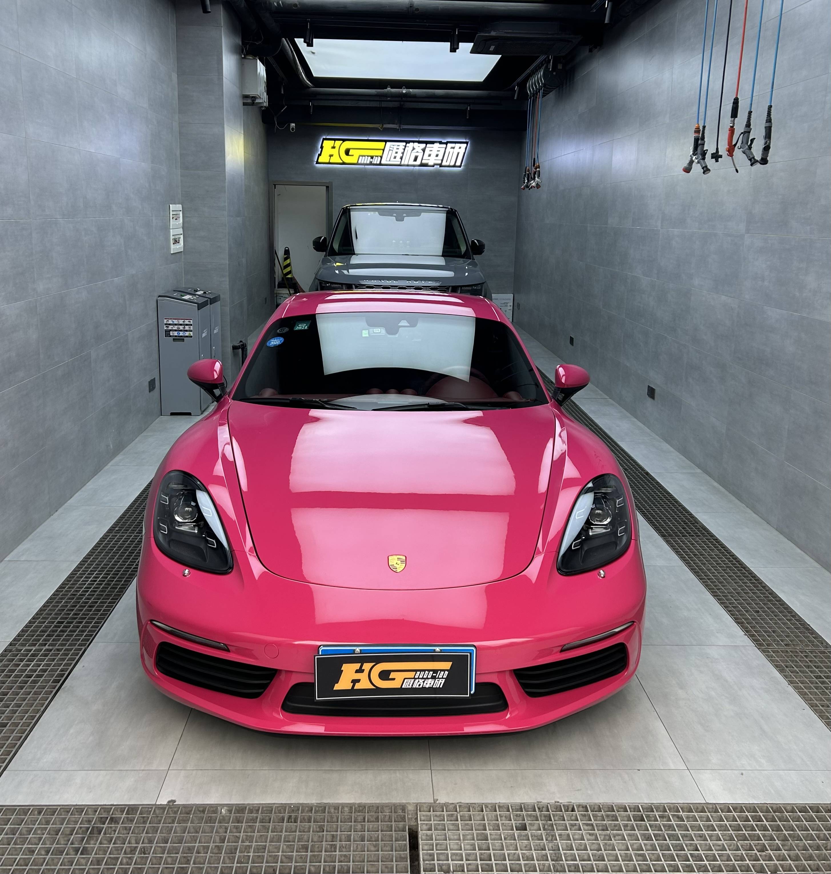 长沙汽车贴膜汇格车研,保时捷718全车贴星光宝石红