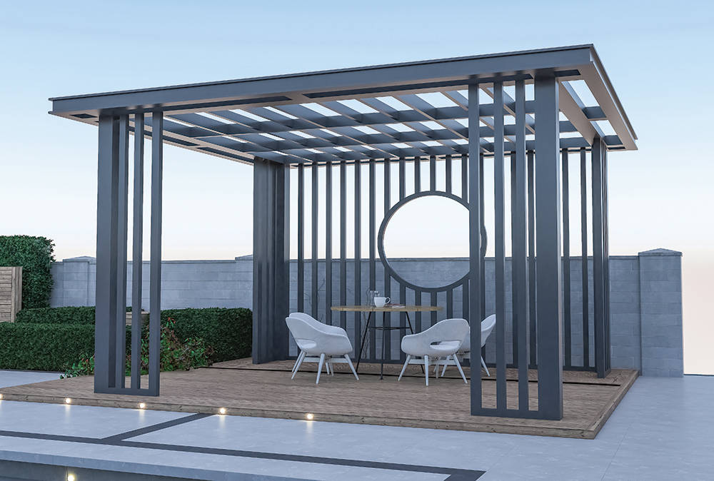 庭院大门和围栏凉亭景墙的完美结合需要考虑到整体的庭院设计和风格