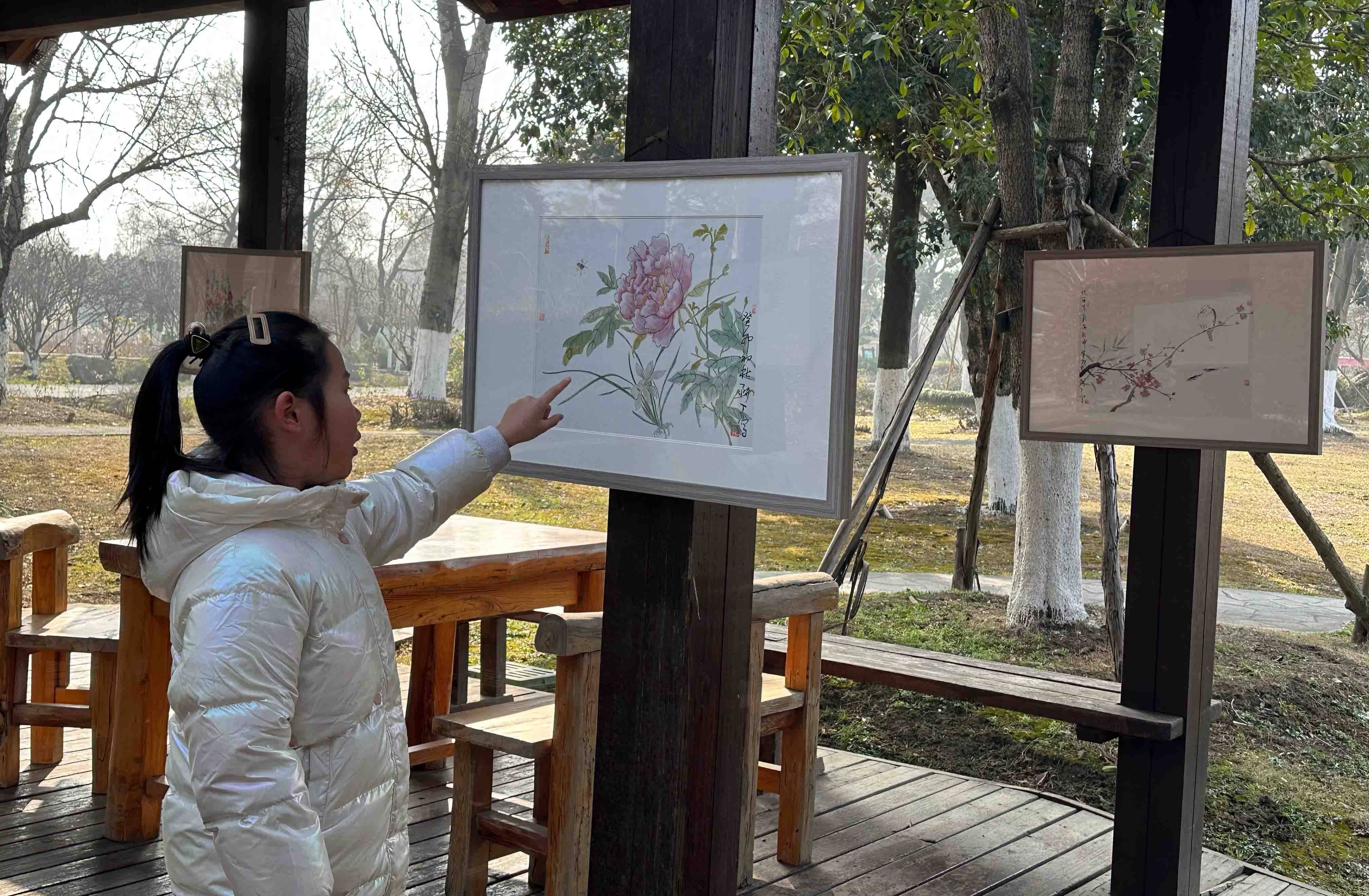 著名主持人阿丁繪製的中國畫作品十二花神亮相蘇州中國花卉植物園花王