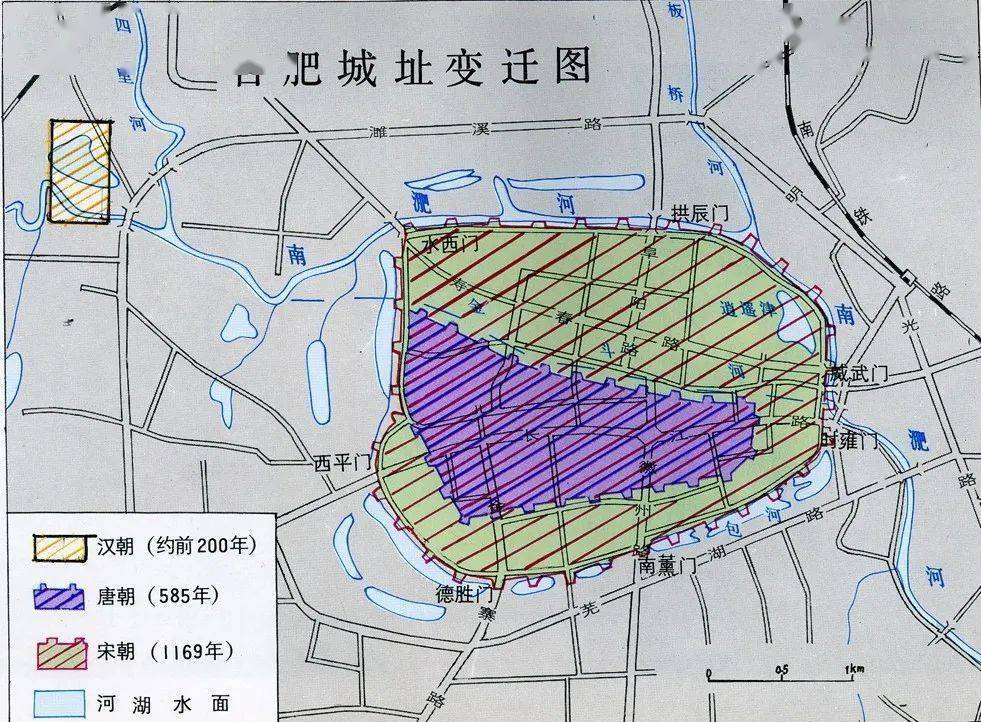 汉唐宋合肥地图合肥城区变化过程记录了自汉代至21世纪五块石雕地图