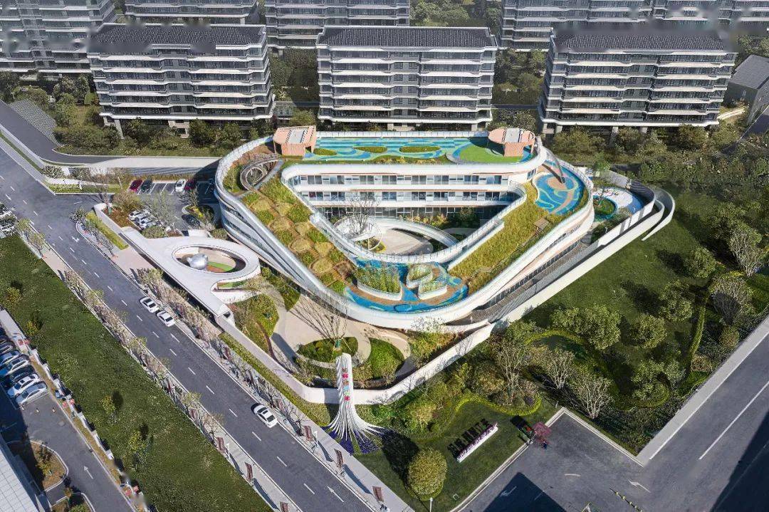 最美最趣味性的幼儿园围合式的布局不同高度的坡道创造了一个连续的