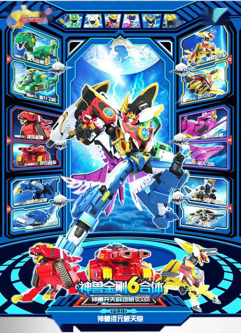 神兽金刚玩具6合体变形机器人套装