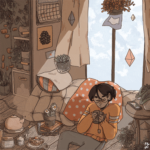 喜欢那些慵懒惬意的时光插画