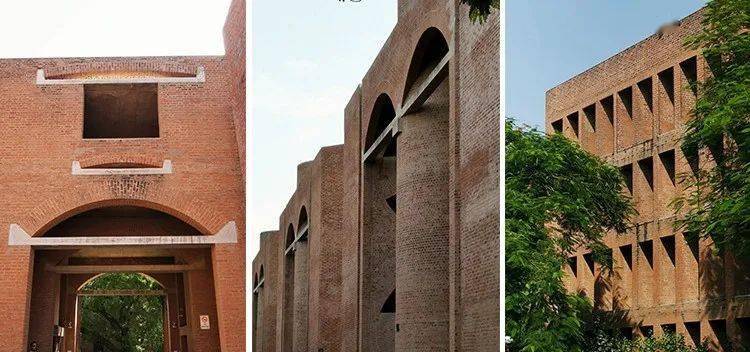 应用了大量的"拱"的形式,比如砖砌平拱,平弧拱券,半圆形与圆形拱券