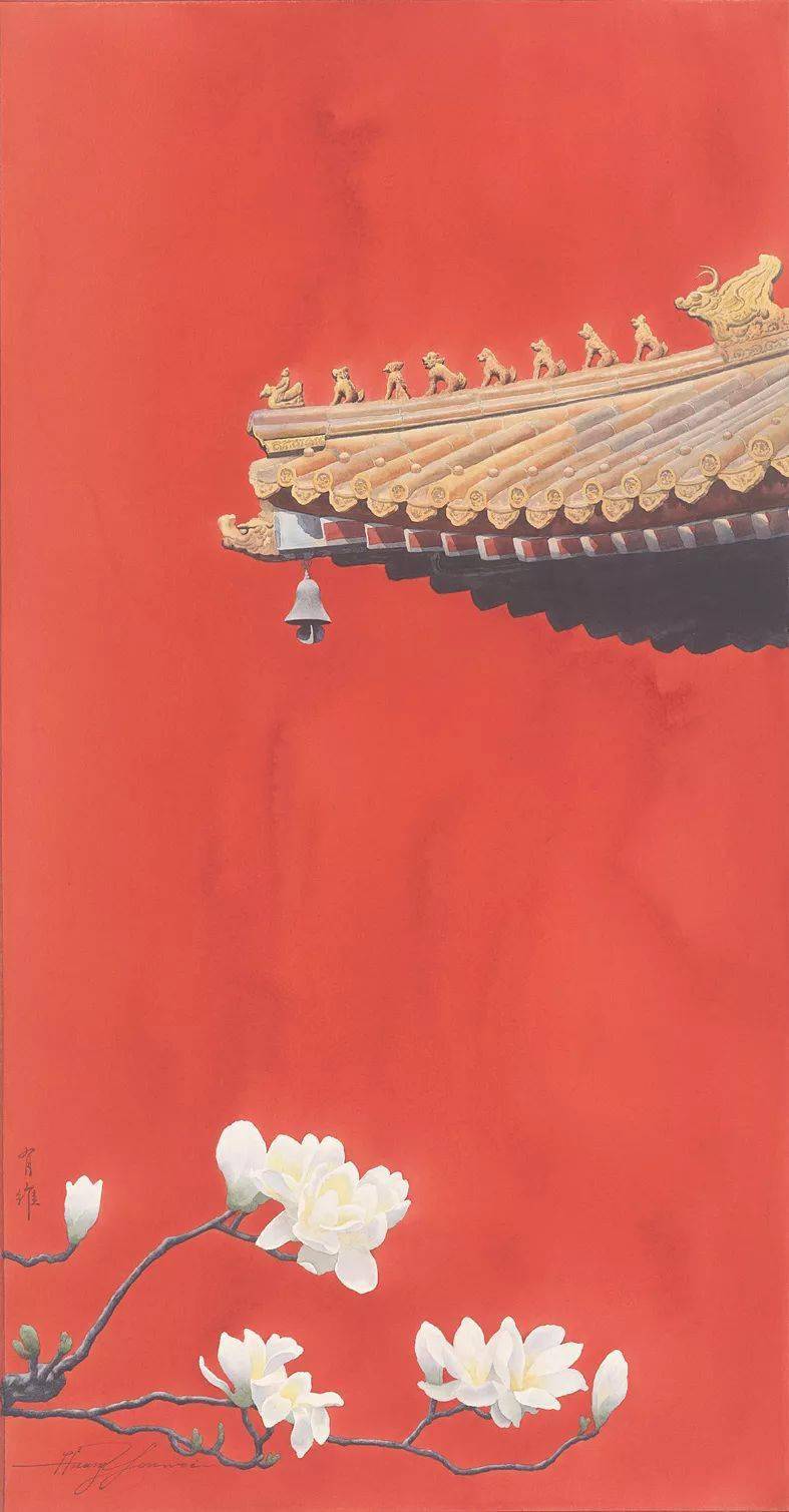 红墙黄瓦,他用水彩表现了北京城最美的印记