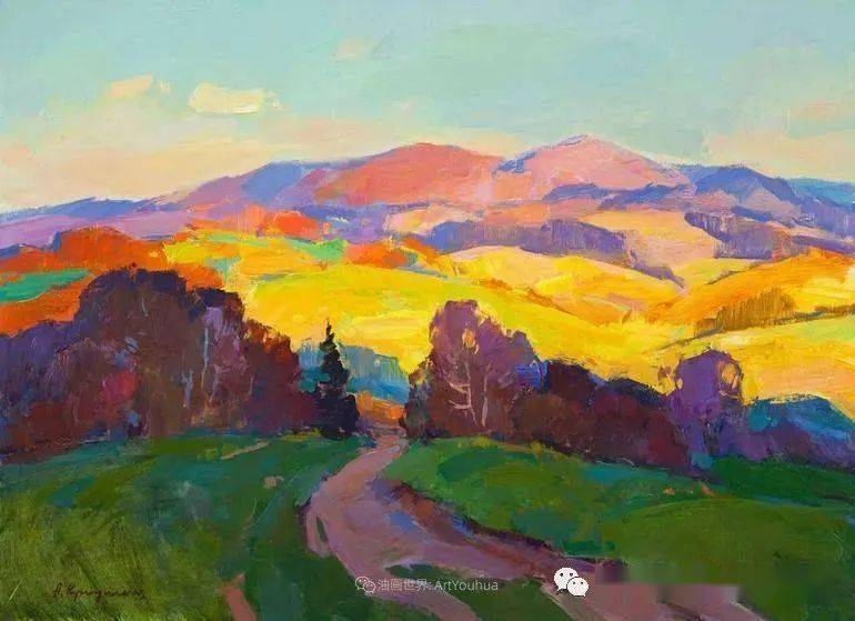 油画欣赏独特构图和色彩氛围包含了人的情感和音乐节奏的调色板