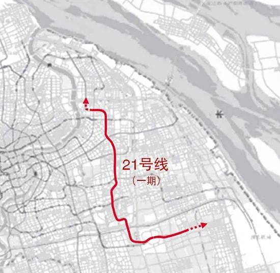 根据规划,21号线一期为南北走向,线路北起浦东高行的东靖路站,南至