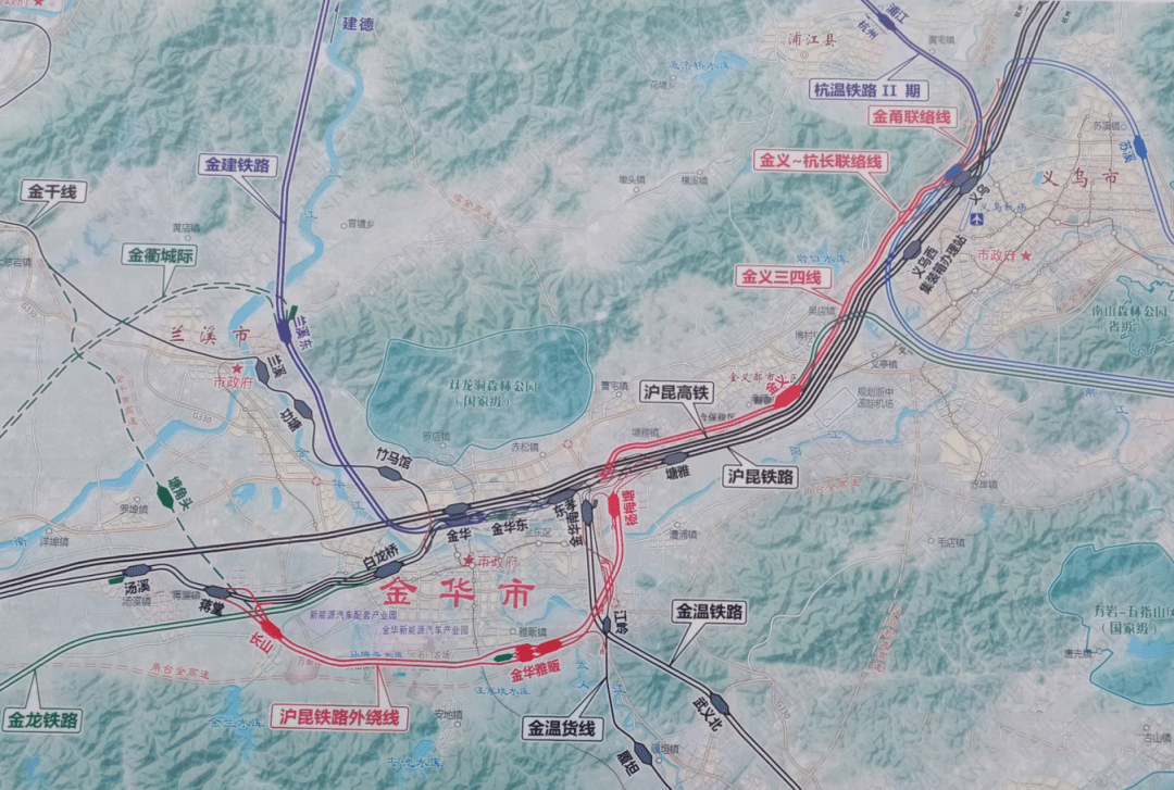 金华铁路枢纽改造提升工程示意图