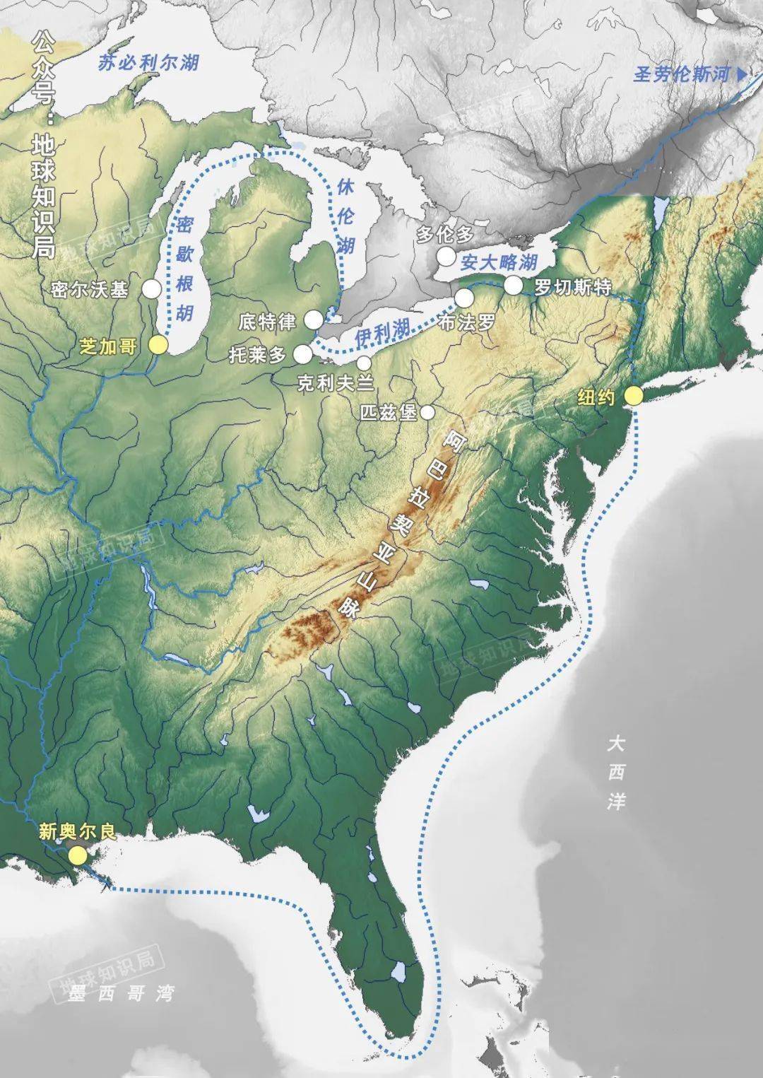 阿巴拉契亚山地理位置图片