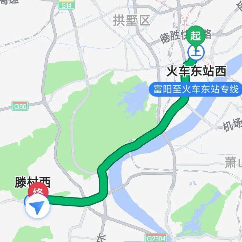 杭州汽车南站乘坐514路【从二凉亭上车(富阳公交站方向)到滕村西下车
