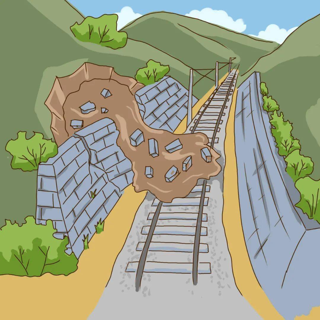 煤矿边坡坍塌漫画图片