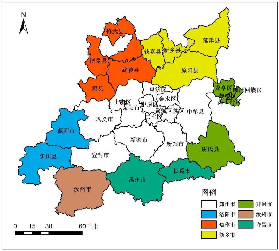 鄭州極端通勤人群研究區域包括鄭州市市域,洛陽市的偃師市,伊川縣