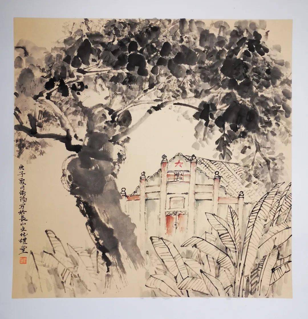 08《文化礼堂一景》国画 周卫阳08《长乐巷》国画 孙傲雪【长山四