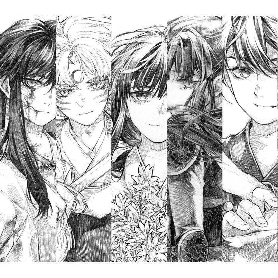 看点线稿图吧经典的动画作品 犬夜叉满屏的二次元啊看起来都是些耽美