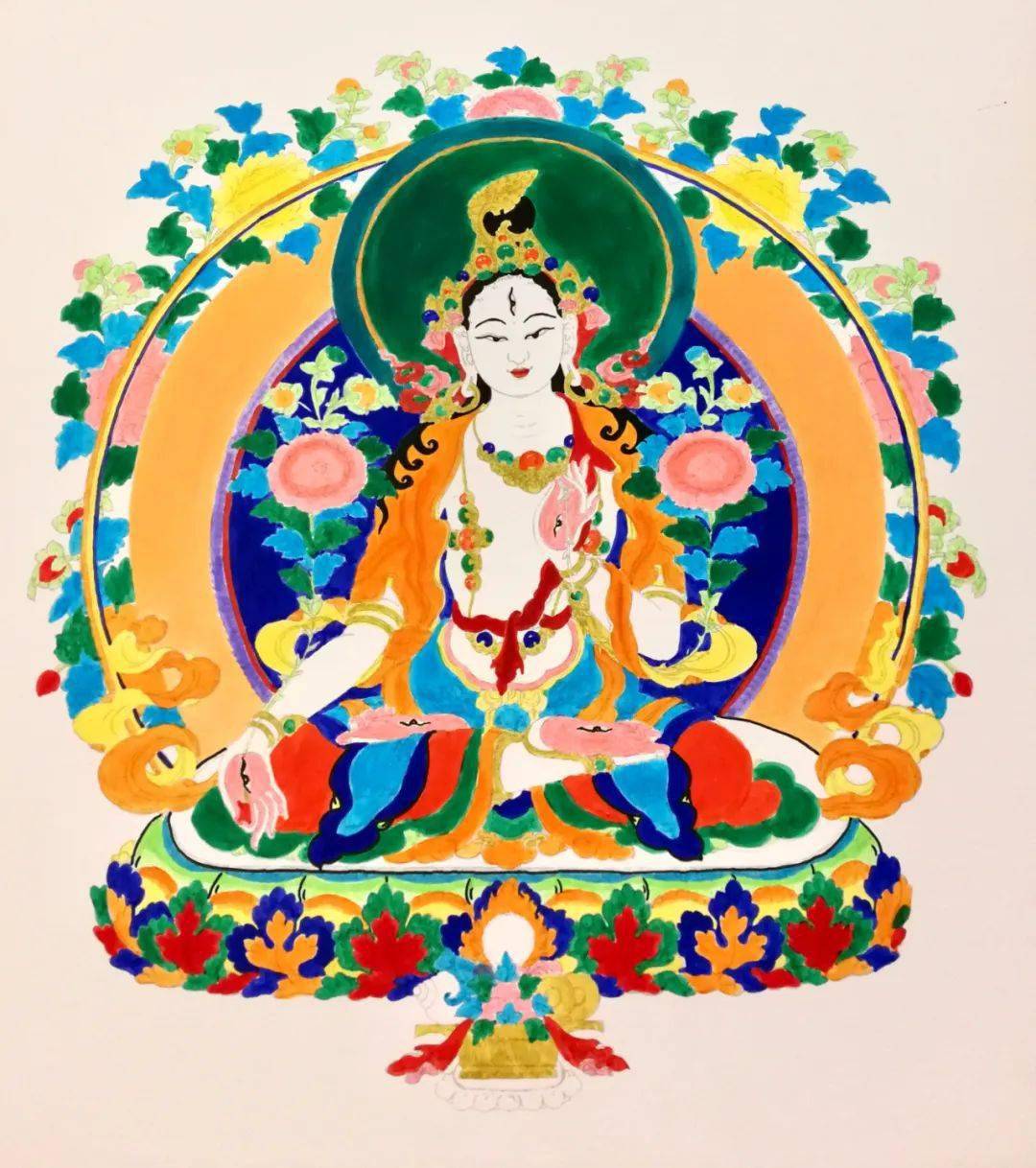 云手作第3期回顾绘者吉祥填画清华藏珍唐卡白度母