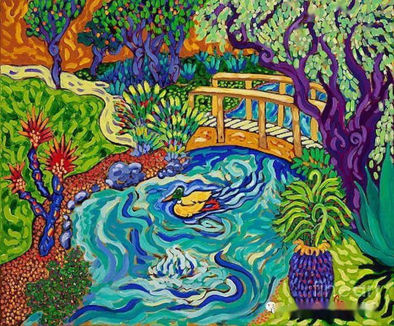 节奏并充满活力的表现主义色彩和笔触美国现代印象表现派女画家凯西