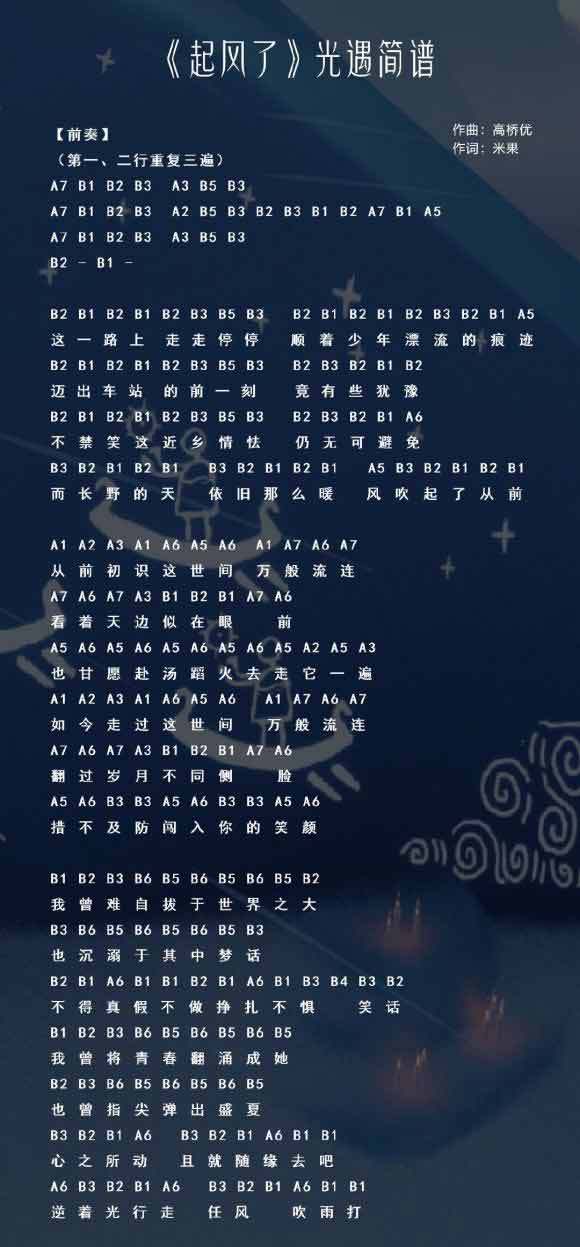 永远同在光遇乐谱summer光遇乐谱夏天的风光遇乐谱lemon光遇乐谱幻昼