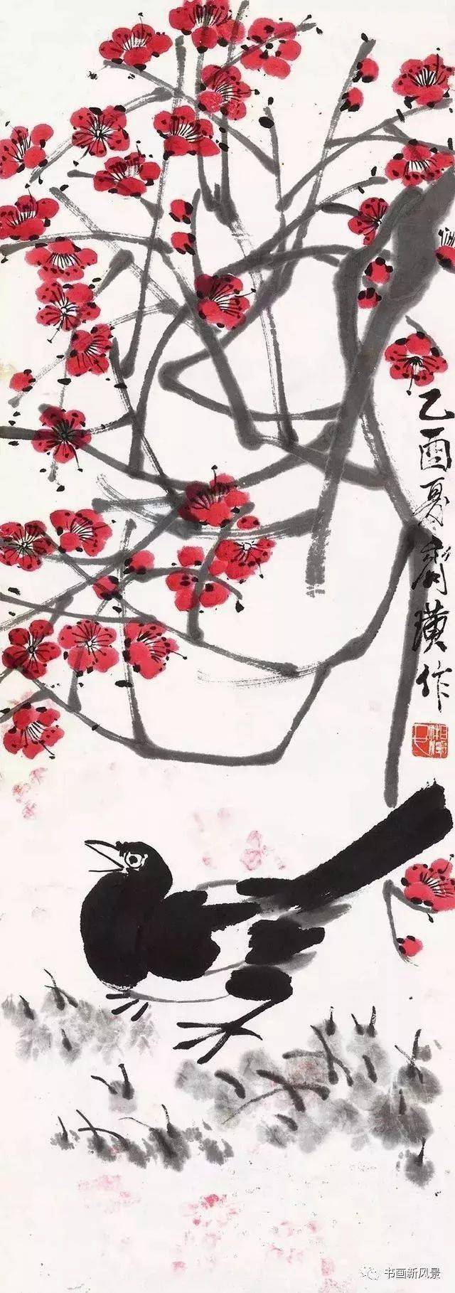 齐白石的梅花喜鹊,红得喜人!