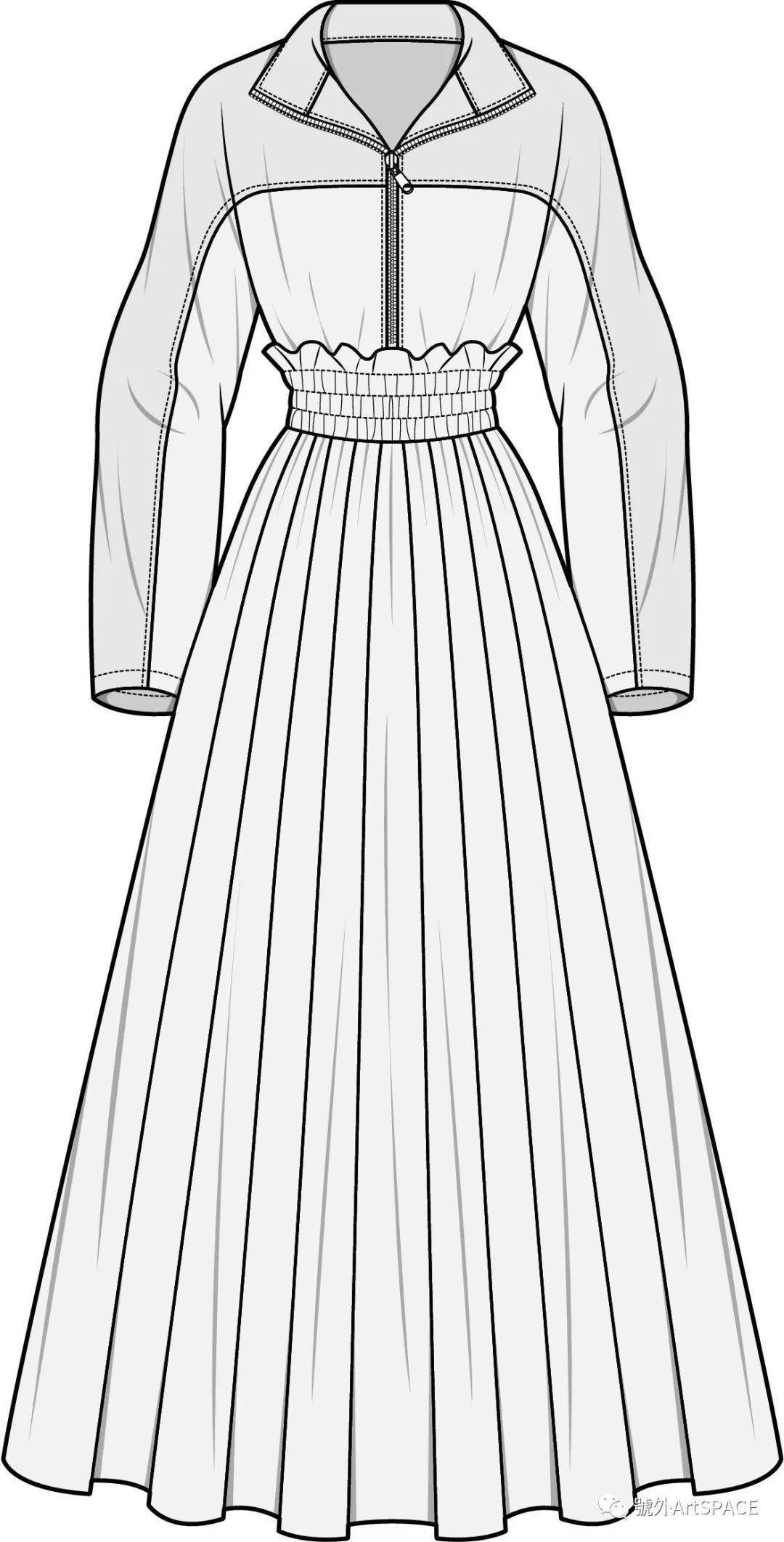 60例连衣裙平面款式图线稿