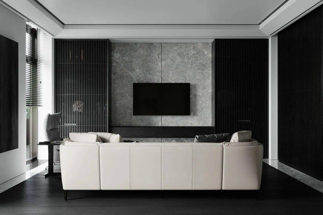 木格栅 大理石,黑白灰的完美搭配!