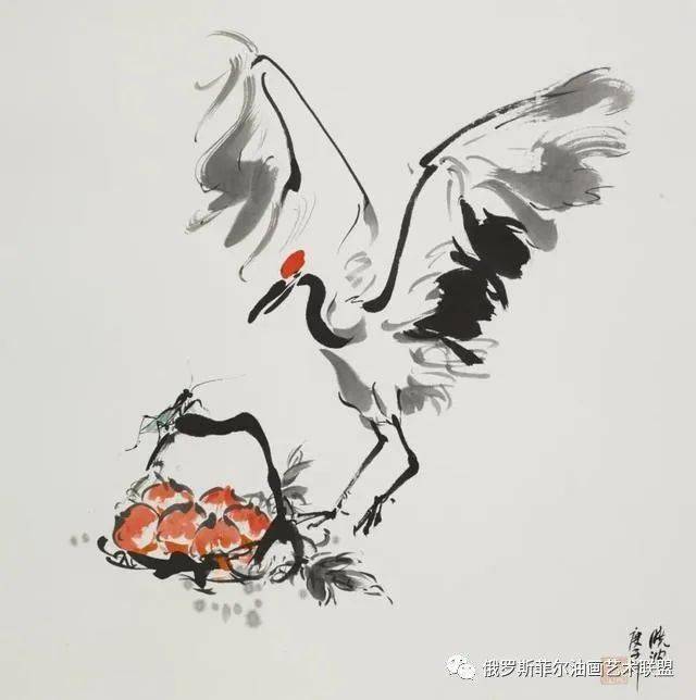 清华大学美术学院院长鲁晓波教授笔下的仙鹤作品欣赏