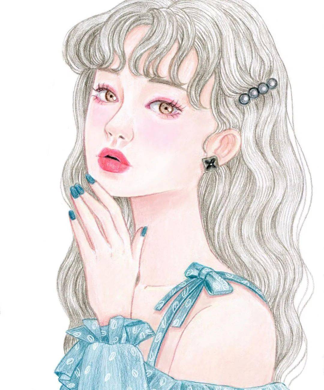 手绘插画 彩铅绘画人物头像