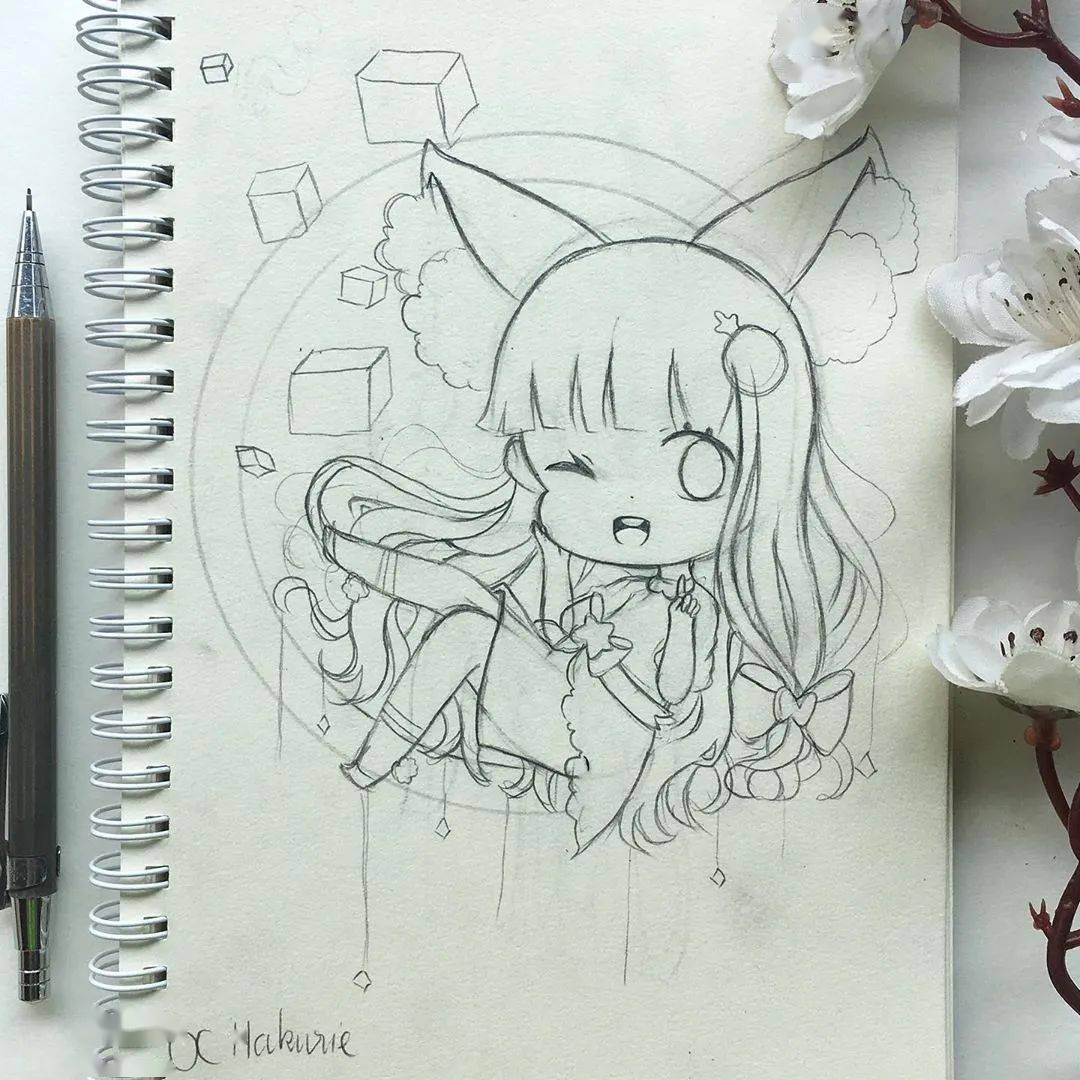 可爱q版卡通动漫手绘马克笔上色