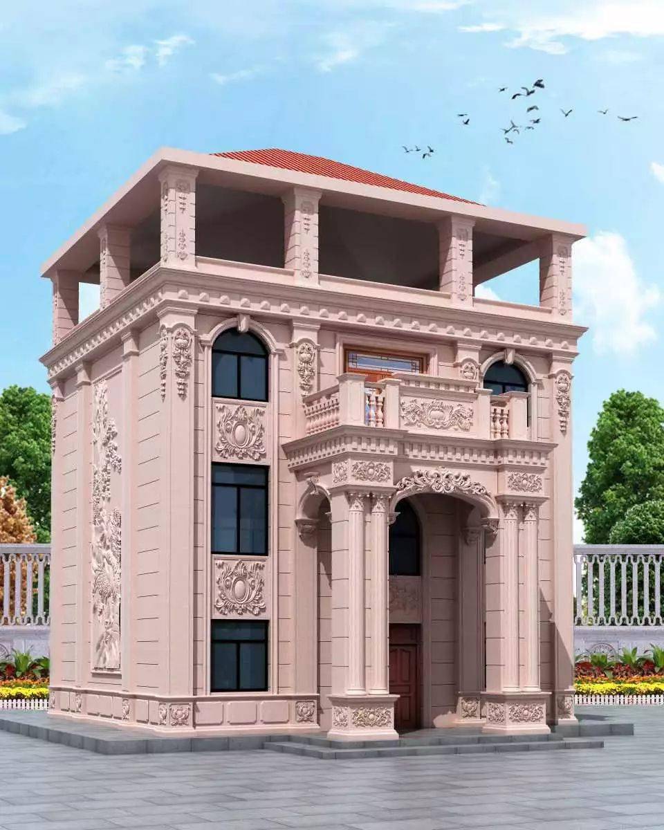 黄金麻永定红沙利士红等别墅外墙石材效果图鉴赏