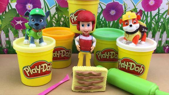 diy手工玩具分享,汪汪队立大功制作培乐多彩泥食物!