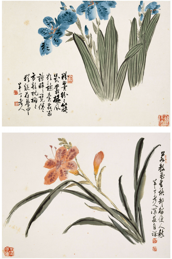 咫尺之间花草精神陈半丁花卉册页赏析