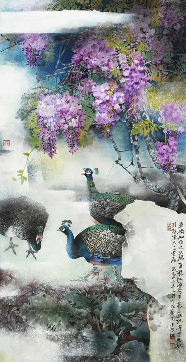 未君老师工笔孔雀作品欣赏美爆了