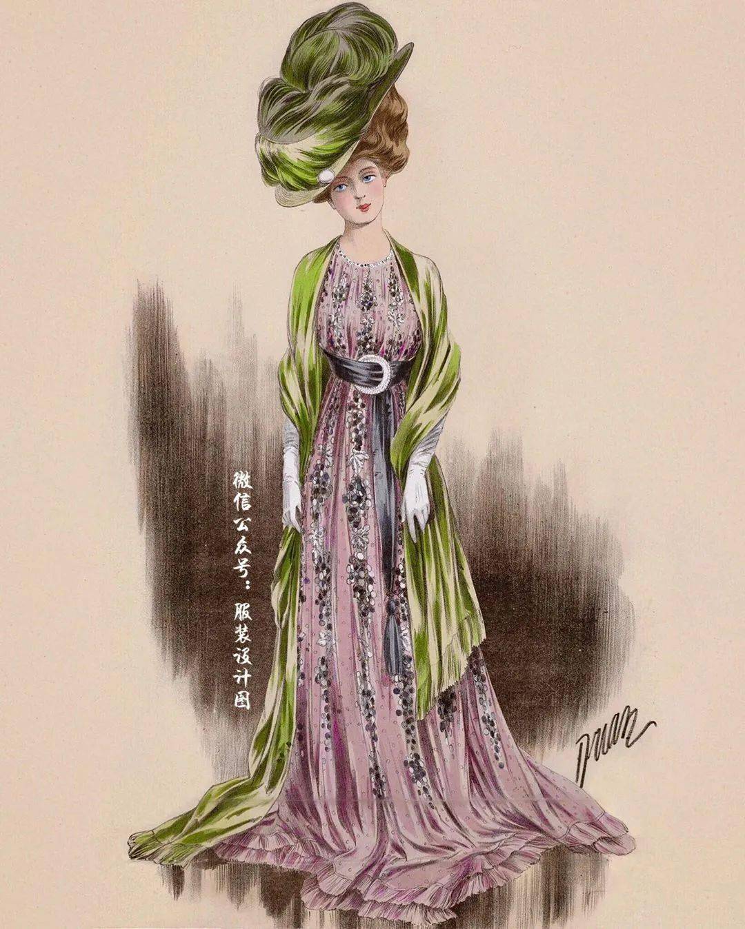 以前没有电脑的时候服装效果图长这样200张复古服装效果图