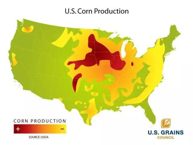 除玉米帶外,東南及南部也有較大的玉米麵積.1.1 美國玉米生產的分佈