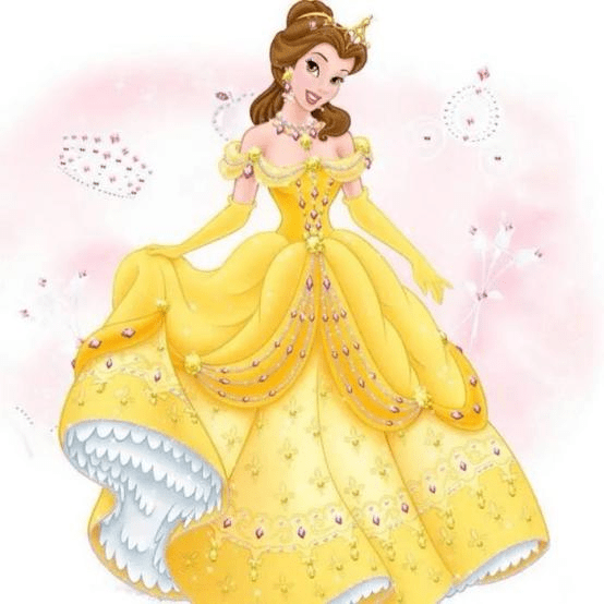 贝儿公主最经典的造型就是这套亮黄色公主裙look了.