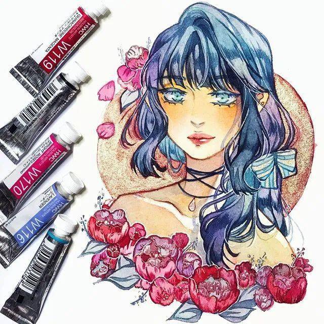 水彩画入门|梦幻少女心画风手绘动漫壁纸头像