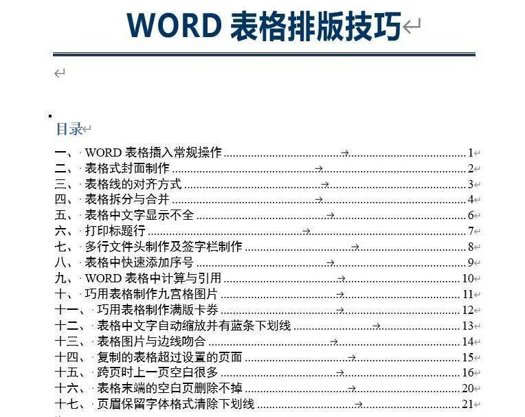 今晚课堂word表格在排版中的实例应用