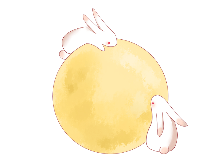 兔子简笔画彩色望月图片