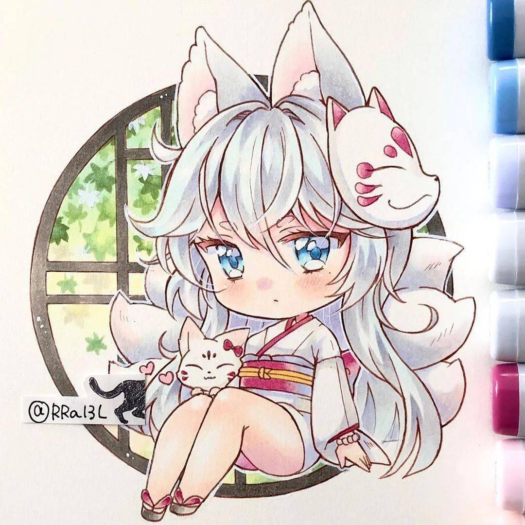 马克笔手绘画的超好的马克笔动漫手绘可爱风