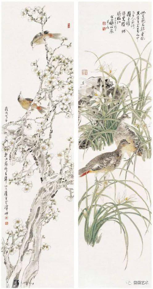 当代工笔名家笔下的梅兰竹菊四条屏雅赏