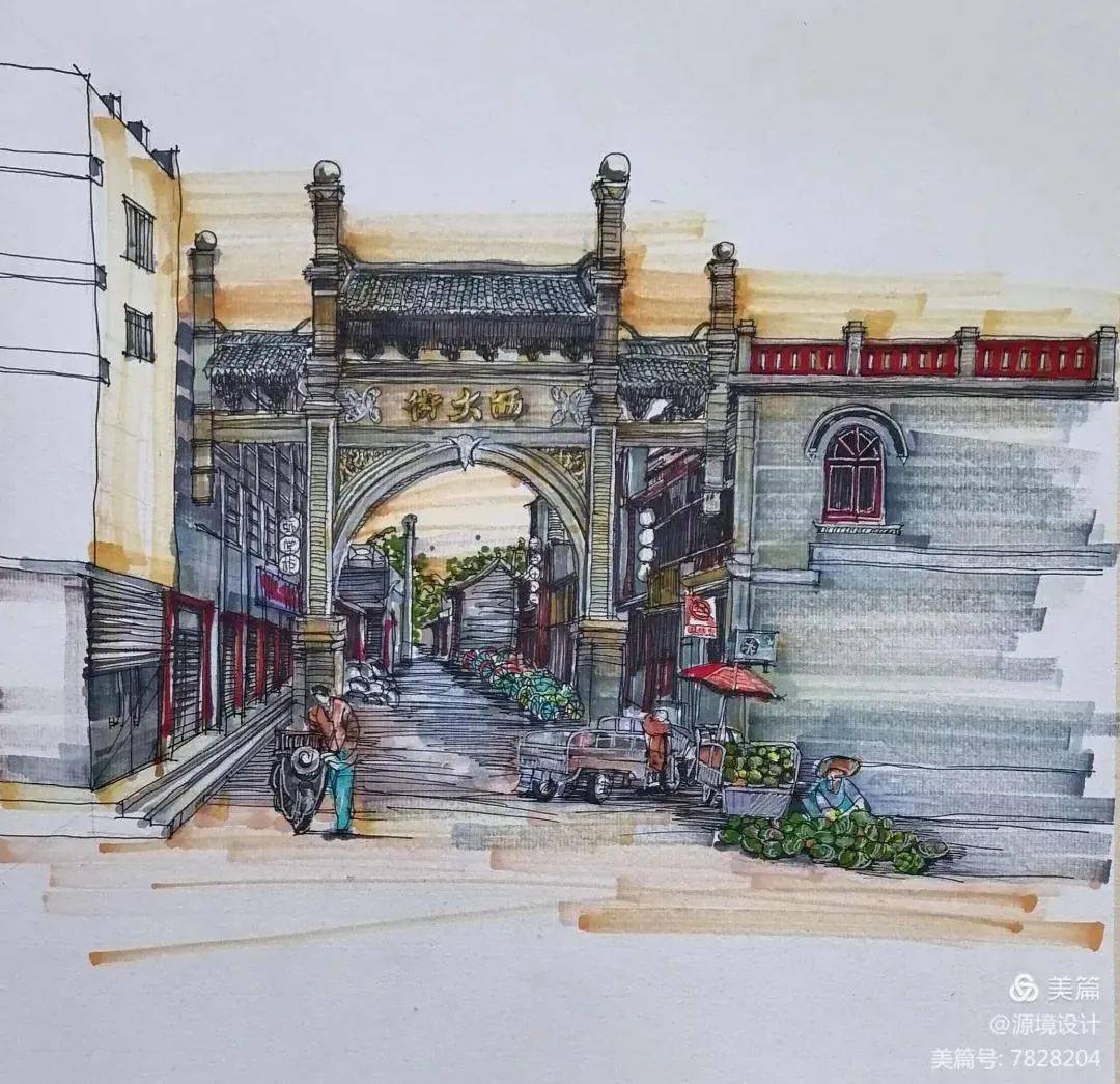 大学教师手绘保定历史景观!这些打卡地,你熟悉吗?