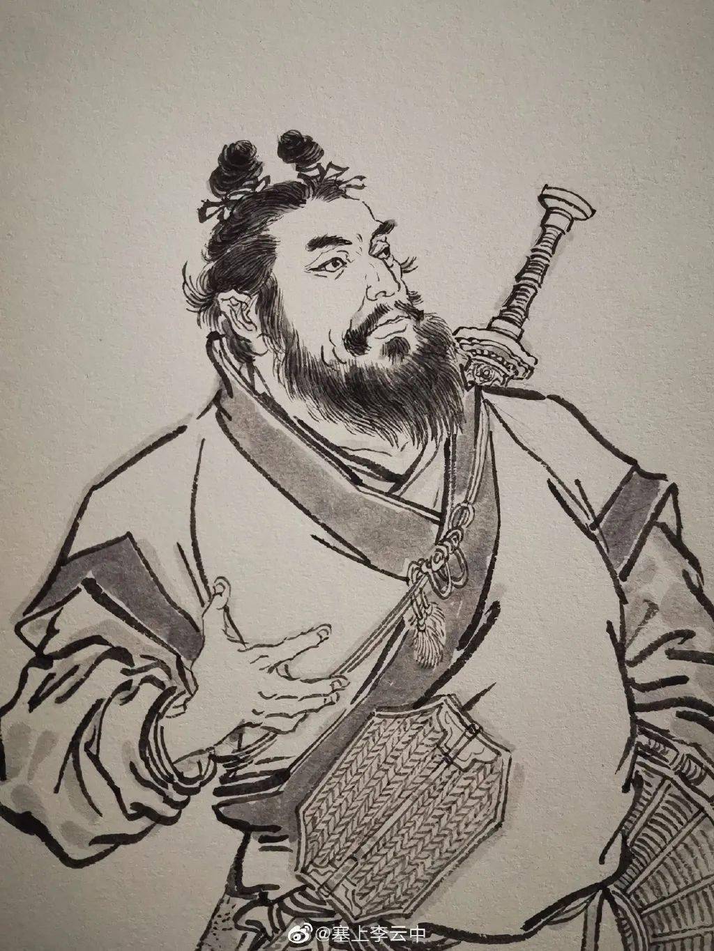 李云中绘制的三国人物他对自己作品的评价是"谋士如龙,猛将如虎"画面