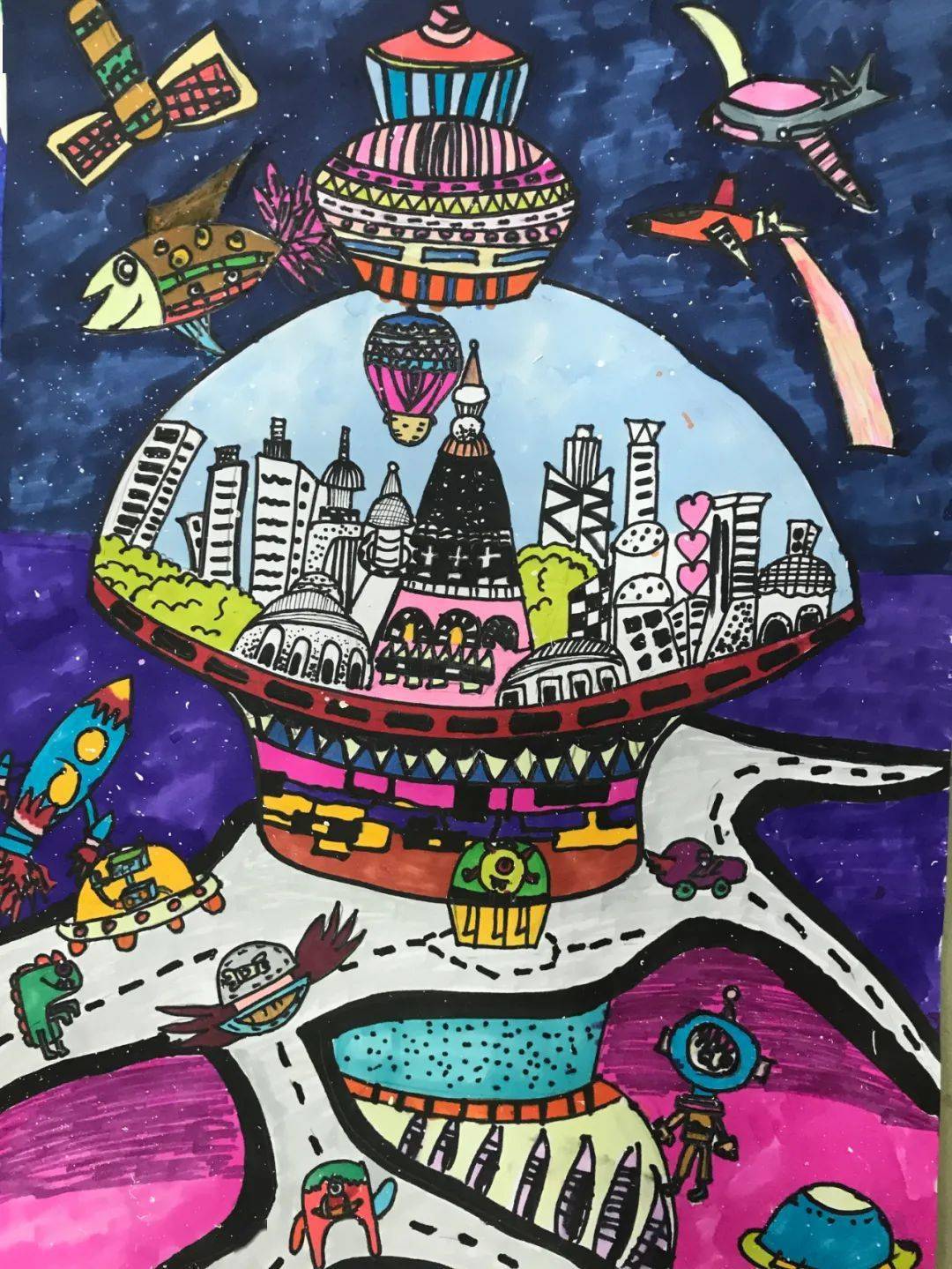 未来共筑科幻梦西安经开第一学校西安经发学校儿童科学幻想画作品欣赏