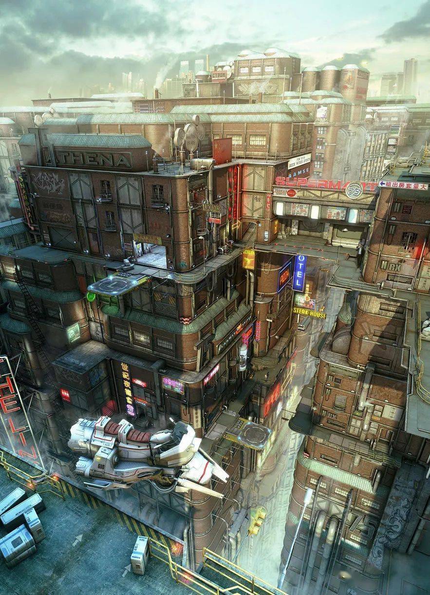 概念设定赛博朋克风科幻城市建筑场景原画2500张