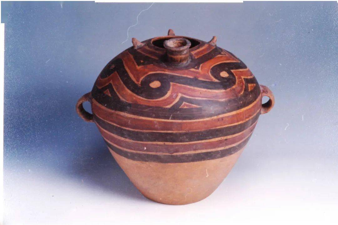 漩涡纹带流彩陶瓮,马家窑文化半山类型,一级文物