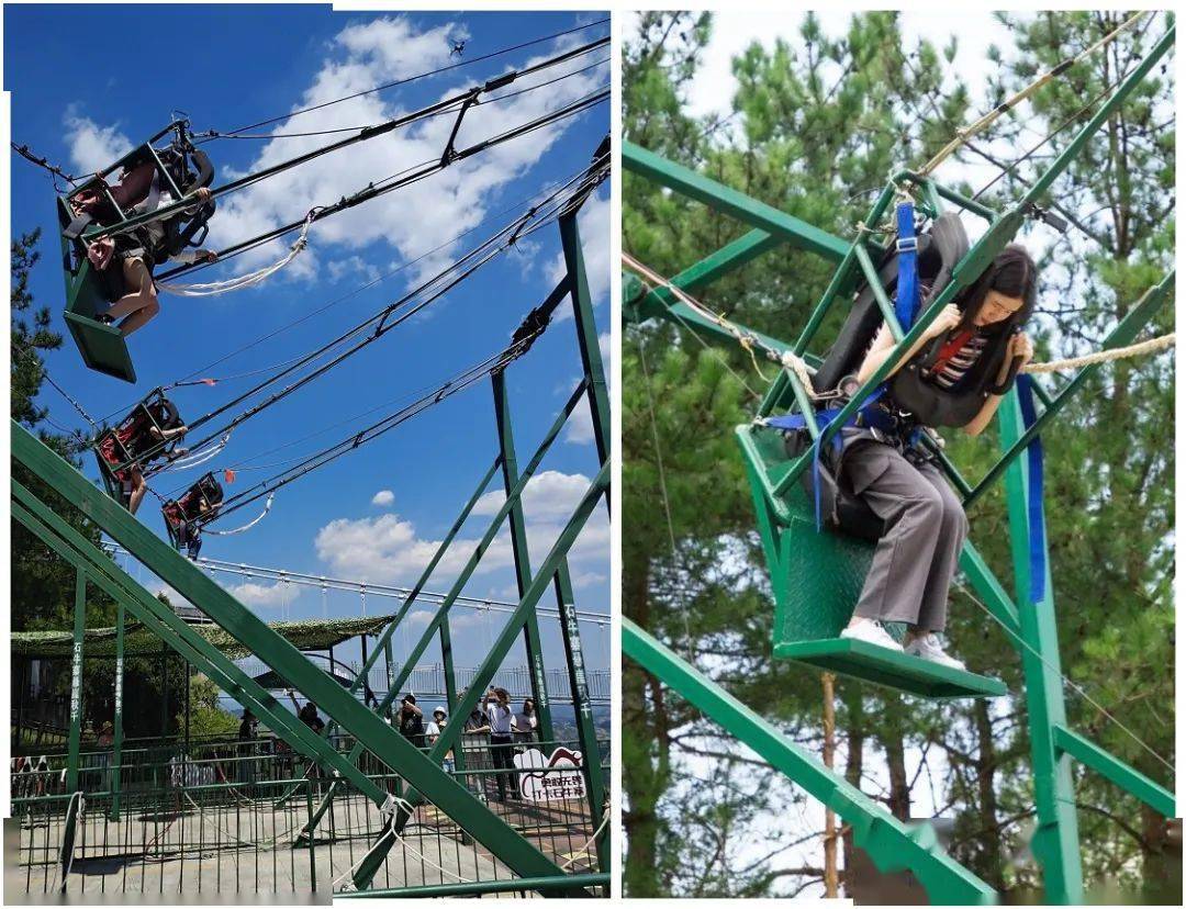 180米高悬崖边上,em,想想就刺激是岳阳首个高空秋千极限挑战项目石牛