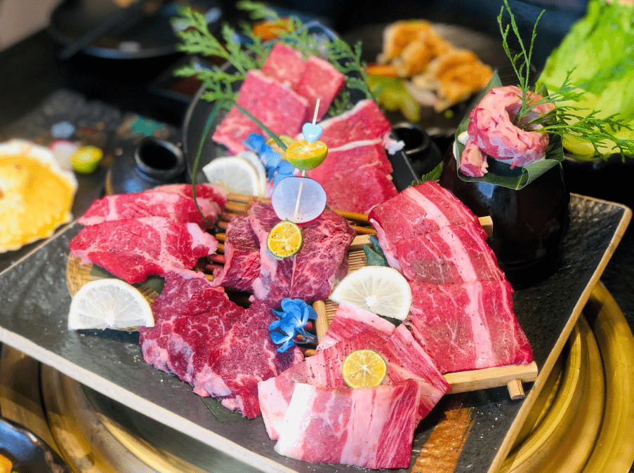 大理石纹路日式烧肉和牛八拼更能将有品质牛肉的本味体现出来导热性强